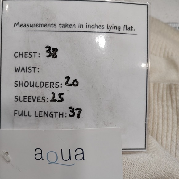 Aqua Women's Sweater Dress Size Large Ivory Long Sleeve Knit Tunic Puff Shoulder - Picture 7 of 7